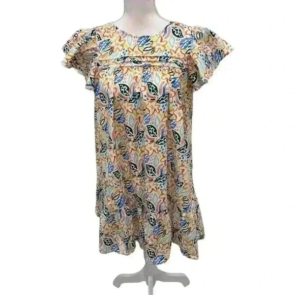 PINCH - Abstract Floral Dress with Flutter Sleeve- Size S - Picture 1 of 5